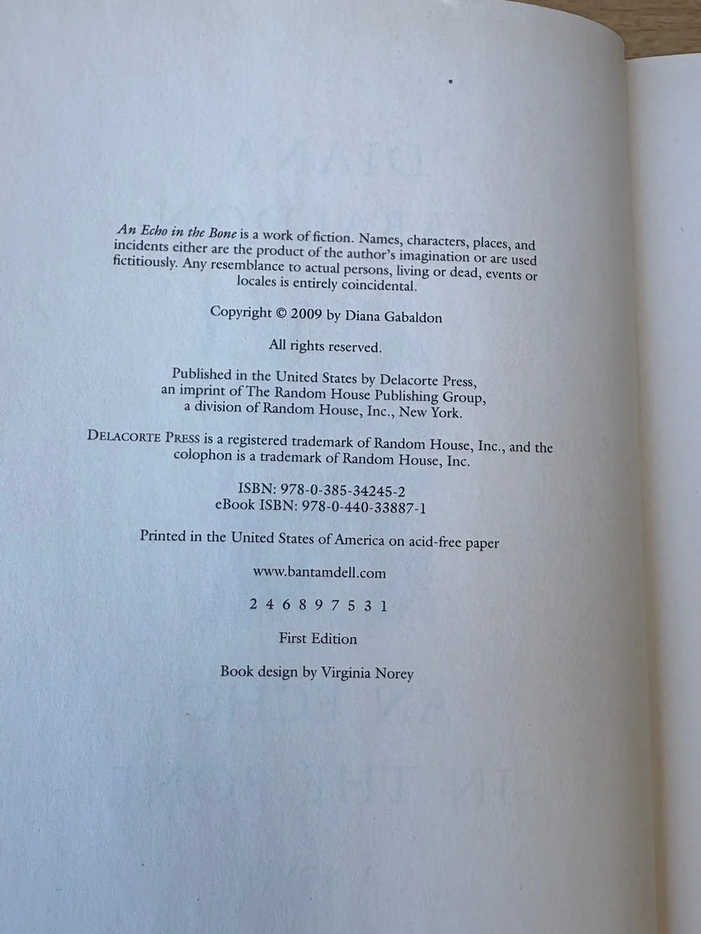 An Echo In The Bone Hardcover First Edition Book By Diane Gabaldon